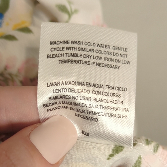 Lily Rose cream colorful floral bustier midi dress faux shoulder tie straps - Picture 8 of 10